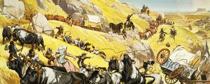 Escena no identificada del oeste salvaje. Camino de Oklahoma