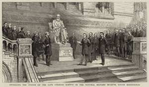 Inauguración de la Estatua del Difunto Charles Darwin en el Museo de Historia Natural, South Kensington de English School