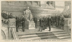 Inauguración de la estatua del difunto Charles Darwin en el Museo de Historia Natural, South Kensington