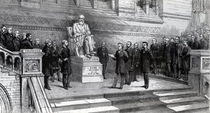 Inauguración de la estatua del difunto Charles Darwin en el Museo de Historia Natural, South Kensington, 9 de junio de 1885 de English School