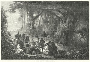 Alto Amazonas - Indios cenando (grabado) de English School