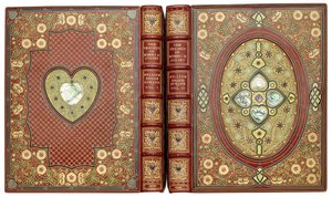 Cubiertas superior e inferior, con diseños de corazones y flores, c.1920 de English School