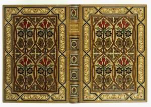 Cubiertas superior e inferior, con flores en patrones geométricos entrelazados Art-Nouveau, 1893 de English School
