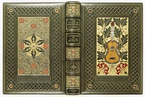 Cubiertas superior e inferior, con diseños de guitarra y flores, 1843 de English School