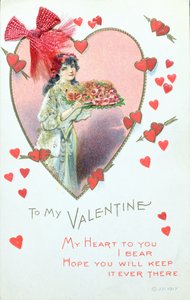 Tarjeta de San Valentín, 1917 de English School
