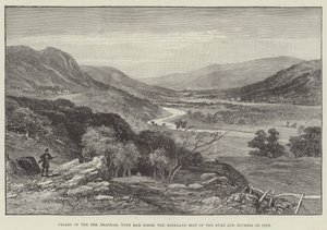 Valle del Dee, Braemar, con Mar Lodge, la Residencia de las Tierras Altas del Duque y la Duquesa de Fife (grabado) de English School