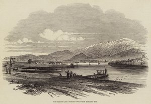 Tierra de Van Diemen, Hobart Town, desde Kangaroo Bay (grabado) de English School