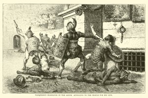 Gladiador vencido en la arena apelando al pueblo por su vida de English School