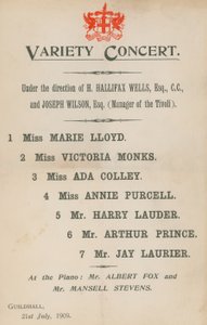 Concierto de variedades, protagonizado por Marie Lloyd y otros