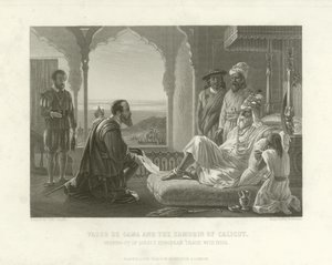 Vasco da Gama y el Zamorin de Calicut, 1498 de English School