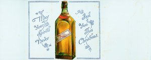 Botella de whisky escocés muy viejo, tarjeta de Navidad de English School