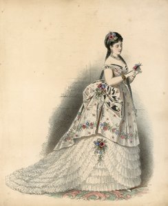 Placa de moda victoriana (grabado coloreado) de English School