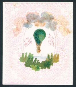 Tarjeta de felicitación victoriana - un mensaje importante por correo de globo
