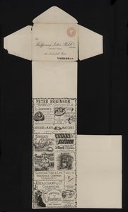 Papel de correo postal victoriano de la Halfpenny Letter Post Company, Leadenhall Street, Londres de English School