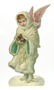 Relieve de papel victoriano de un niño alado