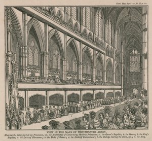 Vista en la nave de la Abadía de Westminster durante la Coronación del Rey Guillermo IV y la Reina Adelaida de English School