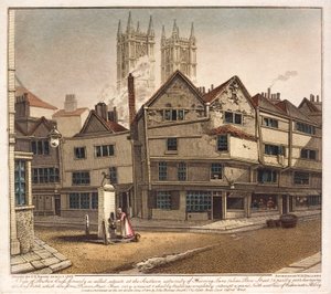 Vista de Broken Cross, al final de Thieving Lane, Westminster, Londres de English School