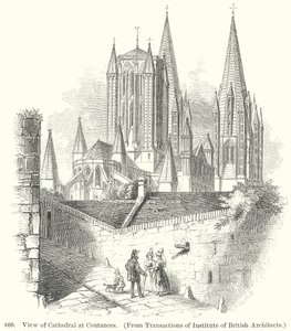 Vista de la catedral de Coutances (grabado) de English School