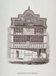 Vista de East India House, con figura al frente, c.1700 de English School