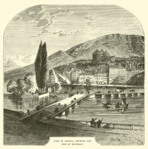 Vista de Ginebra, mostrando la Isla de Rousseau de English School