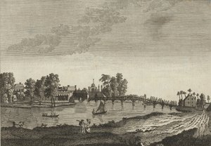 Vista de Hampton Court desde la orilla opuesta del Río Támesis de English School