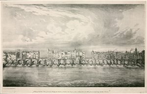 Vista del antiguo Puente de Londres en el reinado de la reina Isabel I