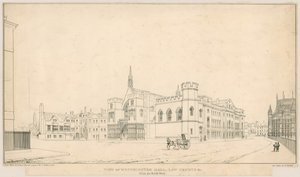 Vista del Salón de Westminster, Tribunales de Justicia, etc., desde el noroeste