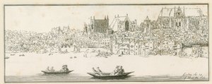 Vista del Palacio de Westminster, Londres, el 27 de marzo de 1652 de English School
