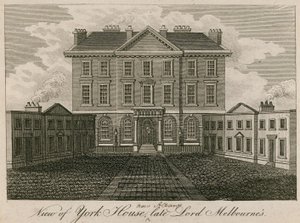 Vista de York House (más tarde The Albany), casa del difunto Lord Melbourne