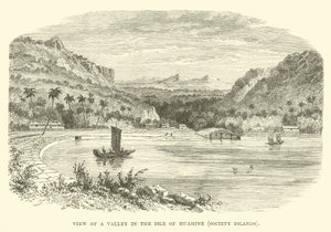 Vista de un valle en la Isla de Huahine, Islas de la Sociedad