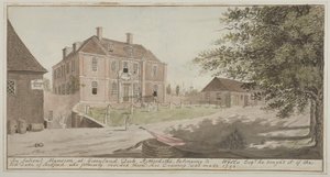 Vista de una mansión antigua en Greenland Dock en Rotherhithe, Bermondsey, 1796 de English School