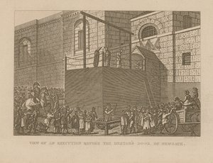 Vista de una ejecución frente a la puerta de los deudores de Newgate