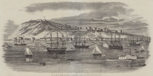 Vista de la ciudad, la ciudadela y el puerto de Quebec, Norteamérica (grabado)