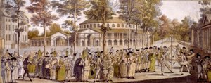 Vista del Baile del Jubileo, Jardines de Ranelagh, en celebración del cumpleaños de George, Príncipe de Gales, 24 de mayo de 1759 de English School