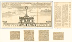 Vista de los fuegos artificiales públicos por la Paz de Aquisgrán 1749