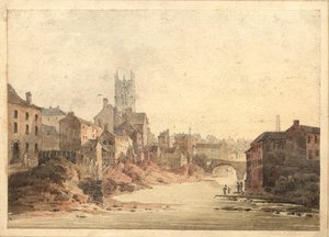 Vista del río Irwell, Manchester, c.1820-30 de English School