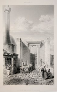 Vista del Templo de Augusto, pub. 1863 litografía de English School
