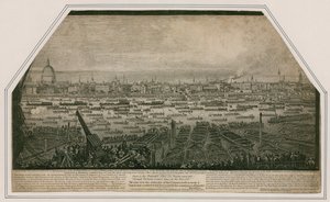 Vista de la procesión fúnebre del Almirante Lord Nelson mientras era llevado de Greenwich a Whitehall de English School
