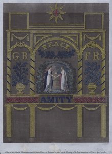 Vista de la espléndida iluminación en la casa de M Otto en Portman Square, Londres, en la noche de la proclamación de la paz, 29 de abril de 1802