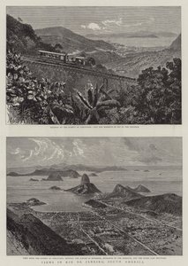 Vistas en Río de Janeiro, América del Sur (grabado) de English School