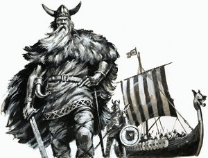 Vikingo y barco largo de English School