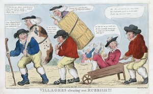 Aldeanos Limpiando Basura!!!, pub. 1800 (grabado coloreado a mano) de English School