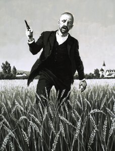 Vincent Van Gogh caminando por un campo de trigo hacia su muerte de English School