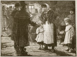 Visita del recaudador de diezmos, Irlanda, 1832, ilustración de Cassells Illustrated History of England de English School