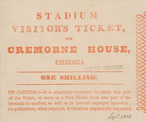 Entrada de visitante para El Estadio, Casa Cremorne, Londres, septiembre de 1836 de English School