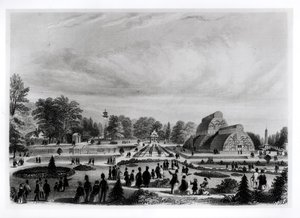 Visitantes viendo la Casa de las Palmas en el Palacio de Kew, c.1860s de English School