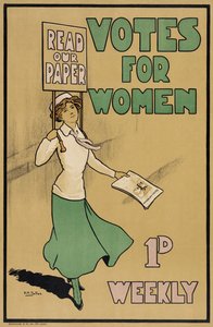 Votes for Women, de The Suffragette, pub.1912 (litografía en color)