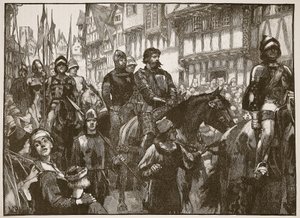 Wallace camino al Salón de Westminster, ilustración de Cassells Illustrated History of England de English School