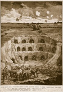 Vida de guerra en una cantera de arena detrás de las líneas británicas en el país de Champagne, 1914-19 de English School