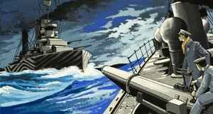 Batalla de barcos de guerra en el mar